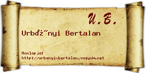 Urbányi Bertalan névjegykártya